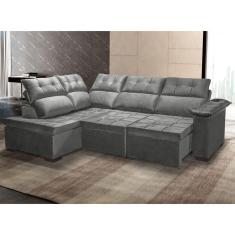 Sofá Retrátil E Reclinável 290 Cm áustria Veludo Cinza