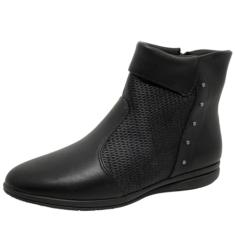 Bota Piccadilly Cano Curto Anabela Baixo 261028-35 - Preto