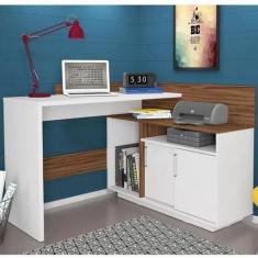 Escrivaninha em L 110x107cm 2 Portas Office Mega - Olivar