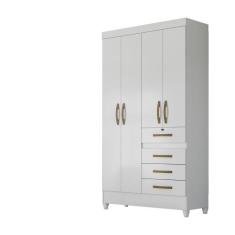 Guarda Roupa 4 Portas Sobral Branco Rosa Lilás Azul Flex 870440 Moval