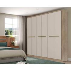 Guarda Roupa Casal 6 Portas e 3 Gavetas Belmont 1154 Noce/Off White - Carraro