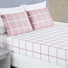 Jogo de Lençol Queen Micropercal 200 Fios Dustin 3 Peças - Rosa - Bia 