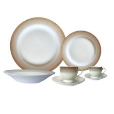 Aparelho de Jantar 42 Peças Porcelana Friso Rajado Prata Millennium - Saldão