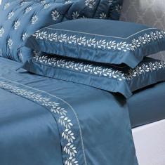 Jogo Cama Lençol Garland Casal Bordado 100% Algodão Acetinado 400 Fios