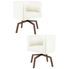 Kit 2 Poltronas Decorativas Base Ka Madeira Betina C-26 Corano Bege - Domi