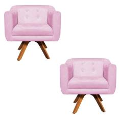 Kit 02 Poltronas Giratória Julia Rosa Bebê
