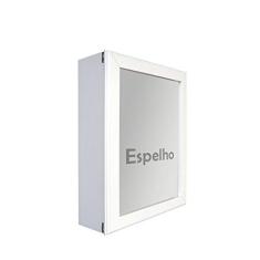 Armário Aéreo para Banheiro com Espelho Espelheira Branco Laca