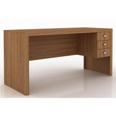 Mesa Com 03 Gavetas Para Home Office Me4113 Amendoa - Tecno Mobili