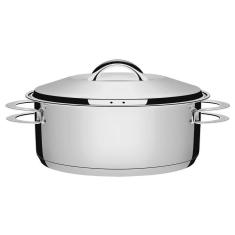 Caçarola Tramontina Solar Rasa 20 cm 2,9 L em Aço Inox Fundo Triplo com Tampa e Alças 62503200