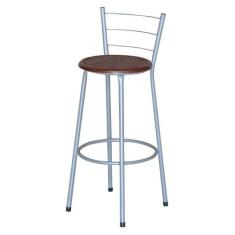 Banqueta Alta Assento Ratan Cinza Retro - Lamar Design, Marrom