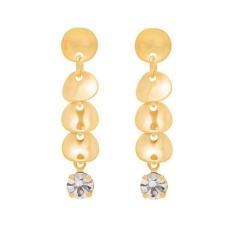 Brinco Rommanel Banhado A Ouro Peças Redondas Com Cristal 5 MM 524647,