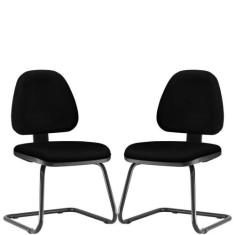 Kit 02 Cadeiras Para Escritório Sky L02 Fixa Crepe Preto - LYAM DECOR