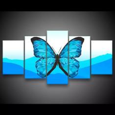 Quadro Decorativo 129x63 Sala Quarto Abstrato Borboleta Azul