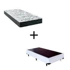 Cama Box Solteiro - Tecido Sintético Branco com Colchão Extra Firme D28 - Suporta 80Kg