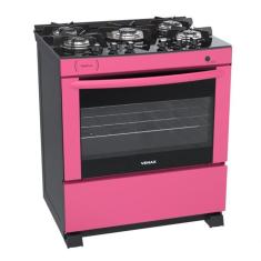 Fogao 5 Bocas Venax Delplus Vitreo Bl Pink Gas Glp