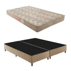 Box Queen Florença 42x158x198cm com Colchão Queen Unique D33 Duoface 18x158x198cm Rustico Bege