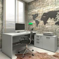 Mesa de Escritório Em L 170cm com Balcão e 3 Gavetas - F5 Office G, Ci