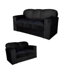 Jogo de Sofá 2 e 3 lugares Barato Suede Preto - AUREA DECOR