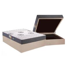Cama Box Baú Casal: Colchão Espuma Polar D45 Pérola + Base CRC Suede C