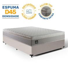 Cama Box Casal + Colchão Strong D45 One Face Bege 138x188x63cm - Supor