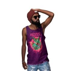 Camiseta Regata Gato Pet Monster Psicodélico - Di Nuevo, Roxo, G