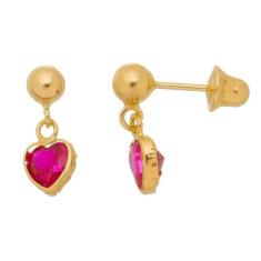 Brinco Infantil Ouro 18k 750 Bola Com Pedra Bebê Criança - AEA Caribe,