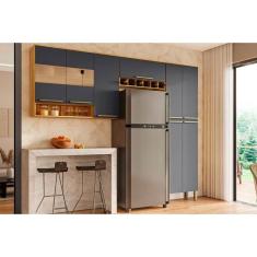 Cozinha Modulada Completa Nápoli Prime 3 Peças (2Aéreos+1Paneleiro) CPT02 Amendoa/Grafite - Ronipa