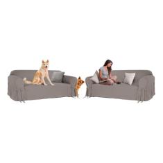 Kit 2 Capas para Sofá 2 e 3 Lugares em Gorgurão Cor Cinza