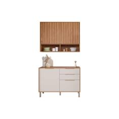 Cozinha Completa Divina 2 Peças (1Aéreo+1Balcão) C2P44 Freijo/Off White - MGM