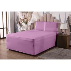 Jogo de Cama de Solteiro para Box Conjugado Lençol + Fronha Malha Gel Luva Liso 2 pç Rosa