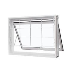 Janela De Aço Maxim-ar 60x80cm Com Grade Quadriculada E Vidro Liso Qualitysol Ramassol Branco