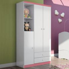 Guarda-roupa Infantil 3 Portas Henn Bala de Menta - Flex Color Branco/