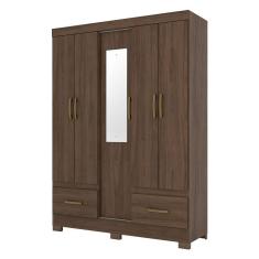 Guarda Roupa Solteiro B60 Castanho com Espelho – Briz Móveis