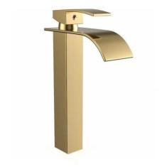 Torneira Banheiro Monocomando Cascata Bica Alta Dourada - DeckCasa