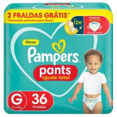 Fralda Pampers Pants Ajuste Total Tamanho G com 36 Fraldas Descartávei