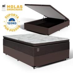 Cama Box Baú com Colchão de Molas Ensacadas Pillow Top Ravena Casal 13