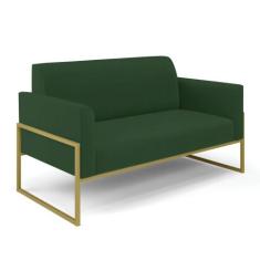 Sofá Namoradeira Base Industrial Alta Dourado Marisa Veludo - DRossi, 