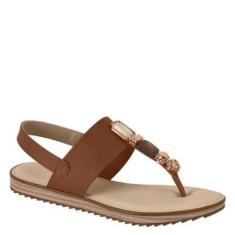Sandália Rasteira Feminina Modare Pedrarias Conforto 7141120 - Manteiga - 35-Feminino