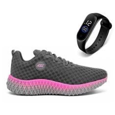 Tênis Feminino Esporte Caminhada Academia Treino Ginastica Musculação Leve Conforto + Relógio-Feminino