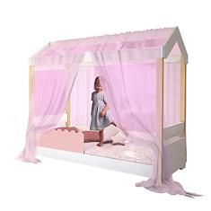 Cama Montessoriana Rose Branco Com Voal Rosa Jhulia Divaloto