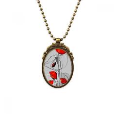 DIYthinker Colar antigo com pingente de contas vintage de milho com arte abstrata de flores vermelhas