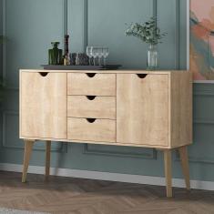 Buffet Aparador 2 Portas 3 Gavetas 120cm Retalho Falkk Madeira