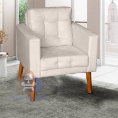 Sofá/Poltrona/Cadeira Decorativa Glamour Dubai com pés em Madeira