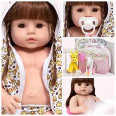 Bebe Reborn Girafa Menina Princesa 46cm Com Pelúcia Enxoval - Cegonha 