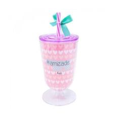 Copo Taça Com Canudo Amizade 600Ml - Projeto Kiwi