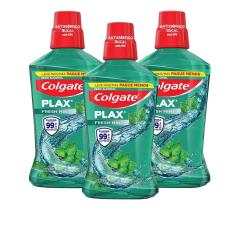Kit Enxaguante Bucal Colgate Plax Fresh Mint 500ml Leve 500ml Pague 350ml com 3 unidades