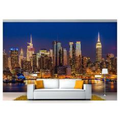 Papel De Parede Cidade Prédios Luzes Noite 3D Ncd183