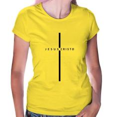 Baby Look Jesus Cristo em Cruz - Foca na Moda, Amarelo, P