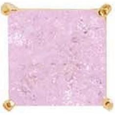 Brinco Cristal Rosa Quadrado Folheado A Ouro 18K - Milena Jóias