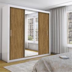 Guarda Roupa Isabela Casal 3 Portas de Correr Com Espelho Luxo Carioca Móveis